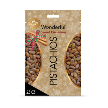 Wonderful Pistachios No Shells, Sweet Cinnamon Flavored Nuts, 5.5 Ounce Resealable Bag, Protein Snacks, Gluten Free, Healthy Sna