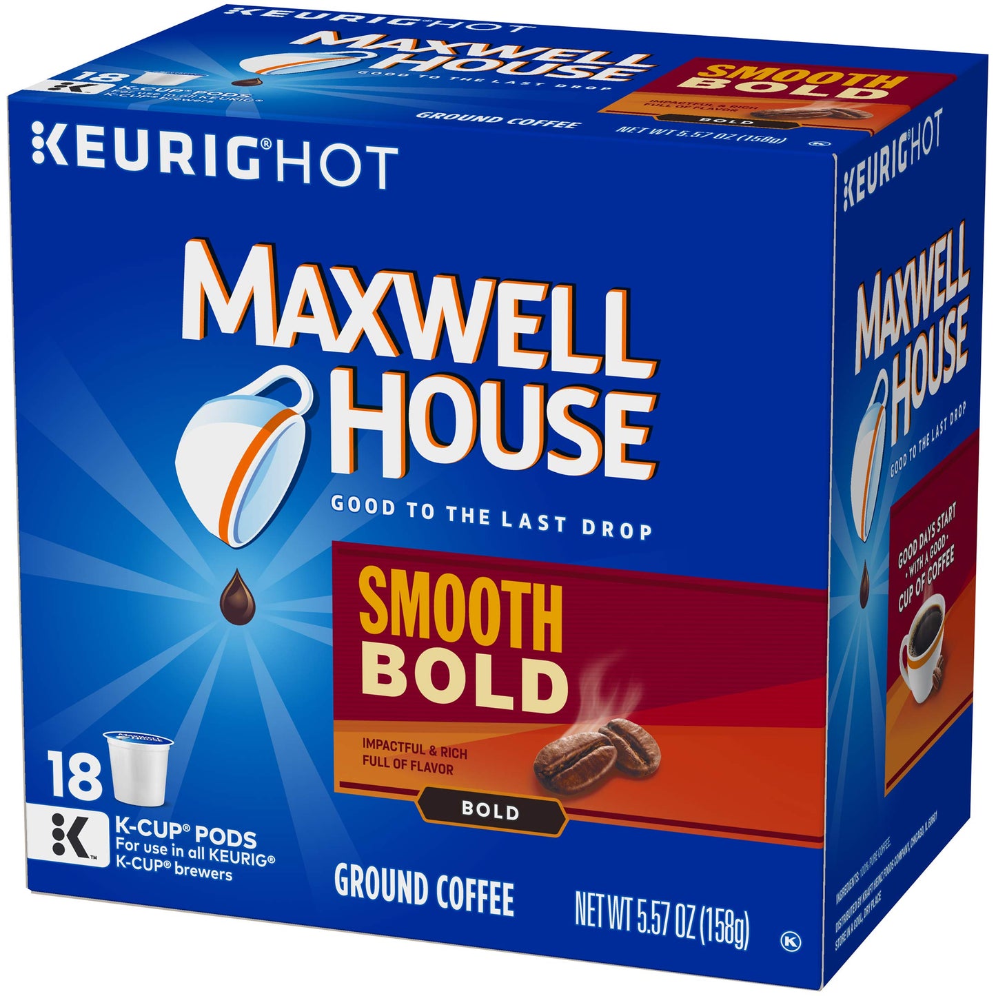 Maxwell House Smooth Bold, K-Cup Pods Coffee, 18 Count