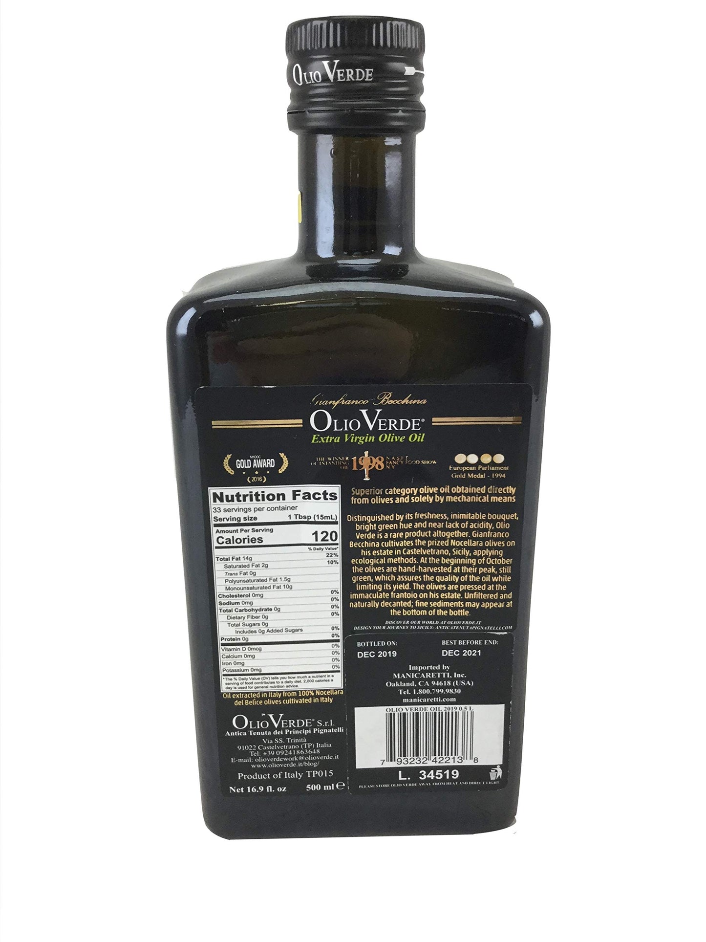 Olio Verde Olio Novello Extra Virgin Olive Oil, 2018 Harvest