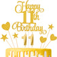 Lecferrarc 11th Birthday Cake Decorations Set, Gold Glitter Happy 11th Birthday Candles and Toppers, Paper Material