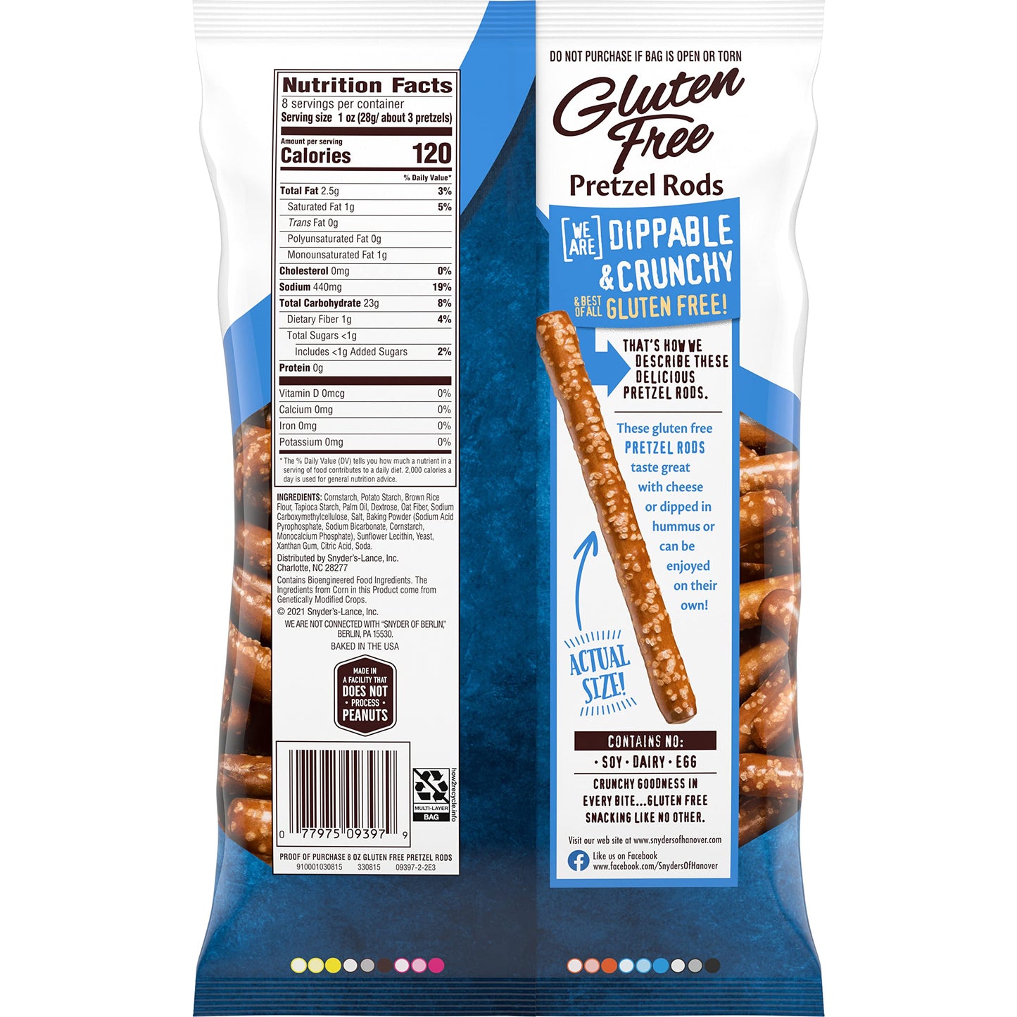 Snyders of Hanover Gluten Free Pretzels, Rods, 8 Oz, Pack of 12