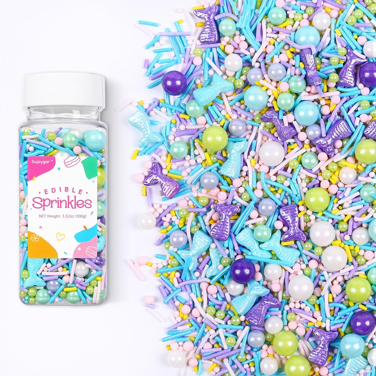 Mermaid Sprinkles Mix | Blue Purple Pink Green Mermaid Tears | Sprinkles for Cake Decorating | Cupcake Toppers | Ice Cream | Coo
