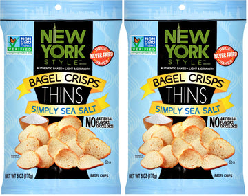 New York Style Bagel Thins, Simply Sea Salt, 6 Ounce (Pack of 2)