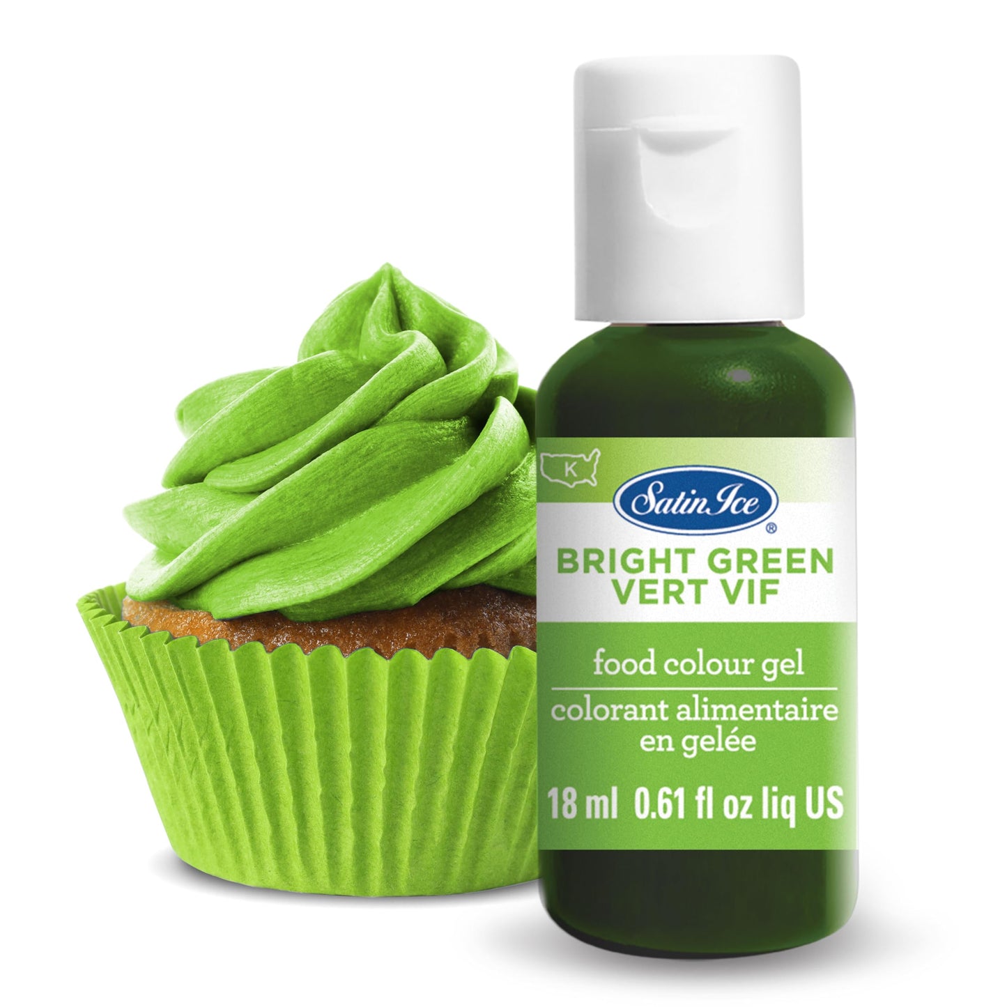 Satin Ice Liquid Gel Food Color, Bright Green, 0.61 fl oz Bottle