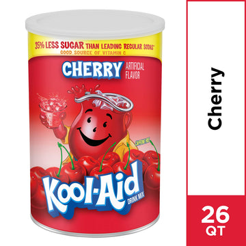 Kool-Aid Sugar-Sweetened Cherry Artificially Flavored Powdered Soft Drink Mix, 63 oz (Pack of 6)