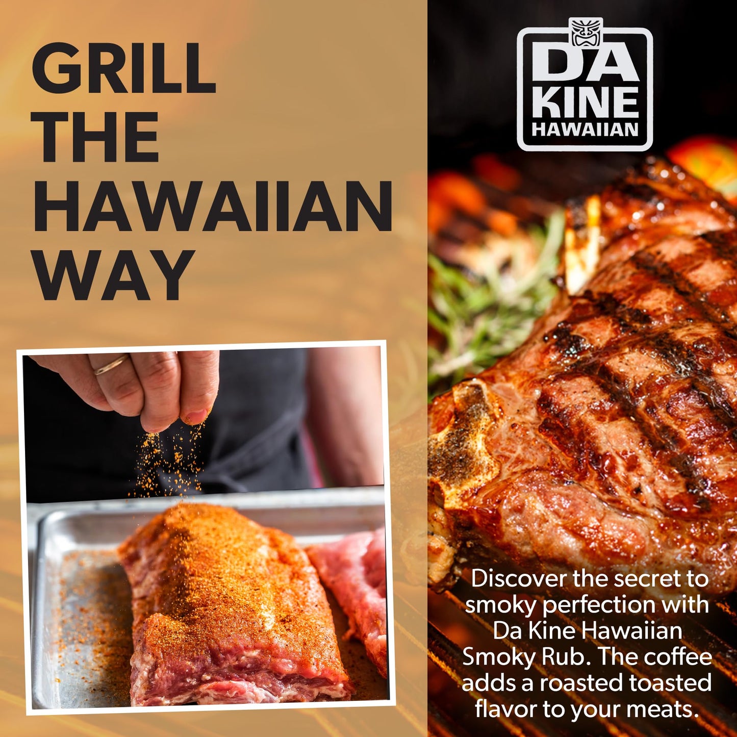 Da Kine Hawaiian BBQ Dry Rub Seasoning - Gluten-Free, Low Sodium, Smoky Flavor - 4 oz Pack