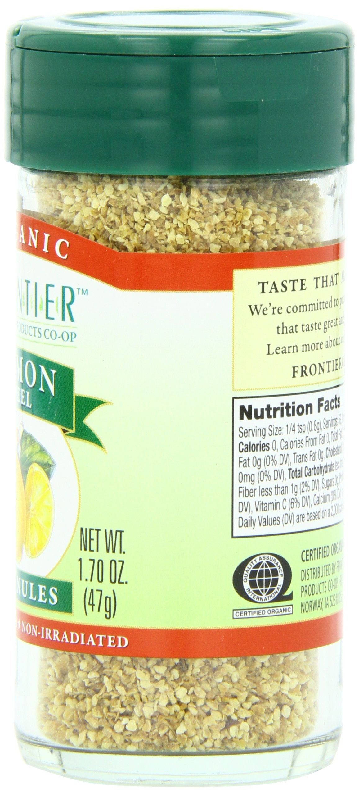 Frontier Co-Op Organic Lemon Peel, 1.70-Ounce Jar, Bright Zesty Lemon Peel For Tea, Baking, Marinades & Rubs