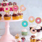 24 Pcs Donut Cupcake Toppers Glitter Super Sweet Donuts Cupcake Picks Donut Party Cupcake Decorations For Sweet Theme Celebratin