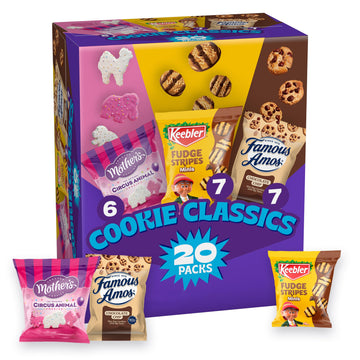 Assorted Cookie Classics Variety Pack - Mothers Circus, Keebler Fudge Stripes & Famous Amos, 20 Pouch Box, 20 oz