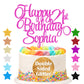 EDSG Happy Birthday Cake Topper, Personalized Double-Sided Glitter, Any Age & Name, Pink