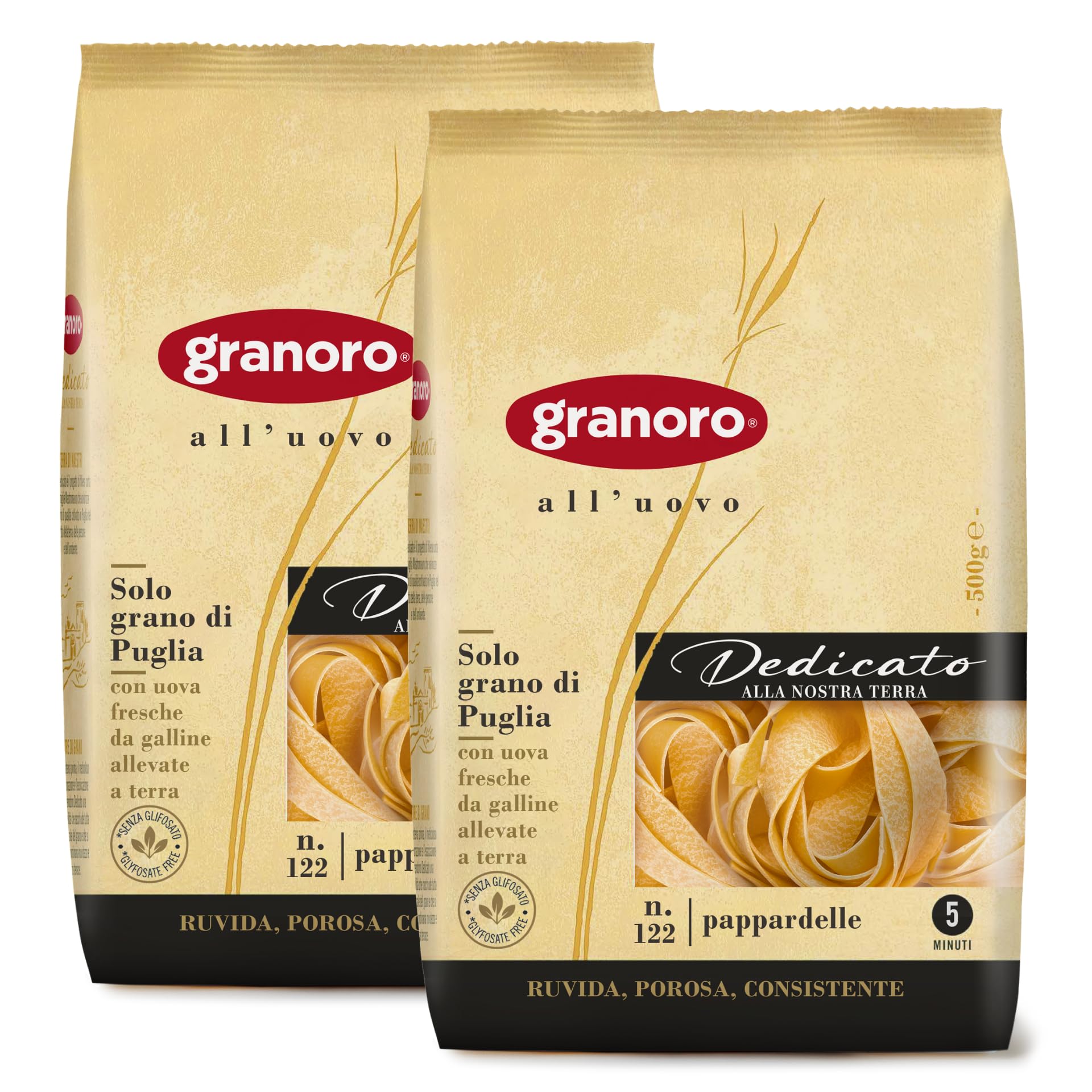 Granoro Pappardelle Egg Nests - Wide Ribbon Pasta, Non-GMO, 17.6oz (Pack of 2)