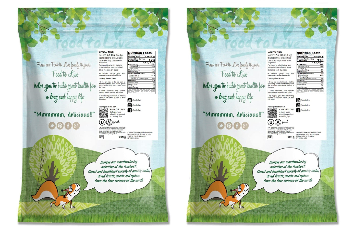 Food To Live Cacao Nibs, 15 Pounds - Raw, Unsweetened, Kosher, Vegan, Keto And Paleo Friendly, Made From Antioxidant Rich Cacao