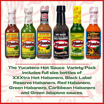 El Yucateco Hot Sauce Variety Pack - 6 Flavors, 4 Ounce (Pack of 6)