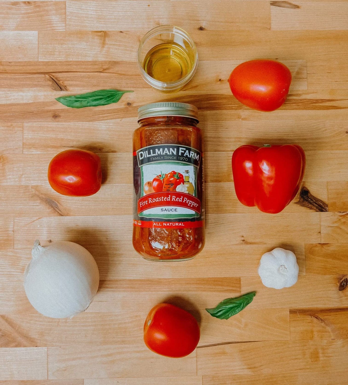 Dillman Farm All Natural Fire Roasted Red Pepper Pasta Sauce - Gluten-Free, Non-Gmo, Kosher, Vegan, Preservative-Free, Corn Syru