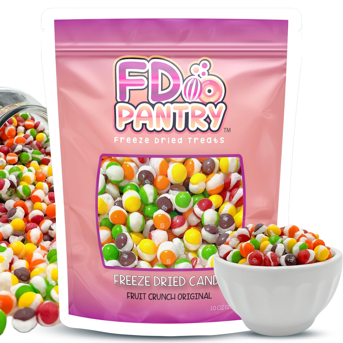 FD Pantry Fruit Crunch Original Rainbow Freeze Dried Candy - Assorted Fruit Flavors, 10 oz Pouch