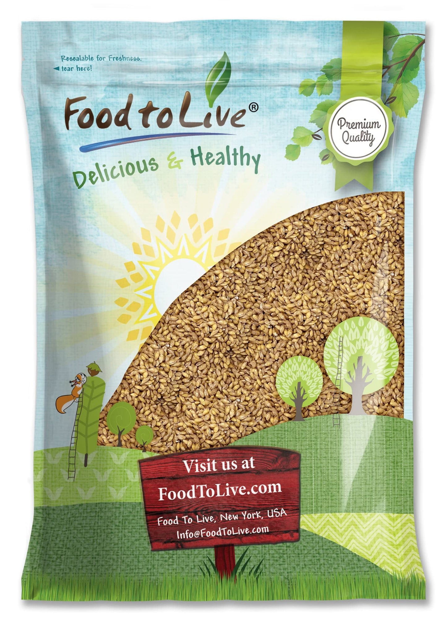 Food to Live Hulled Barley Grain, 100% Whole Grain, Vegan, 10 Pounds