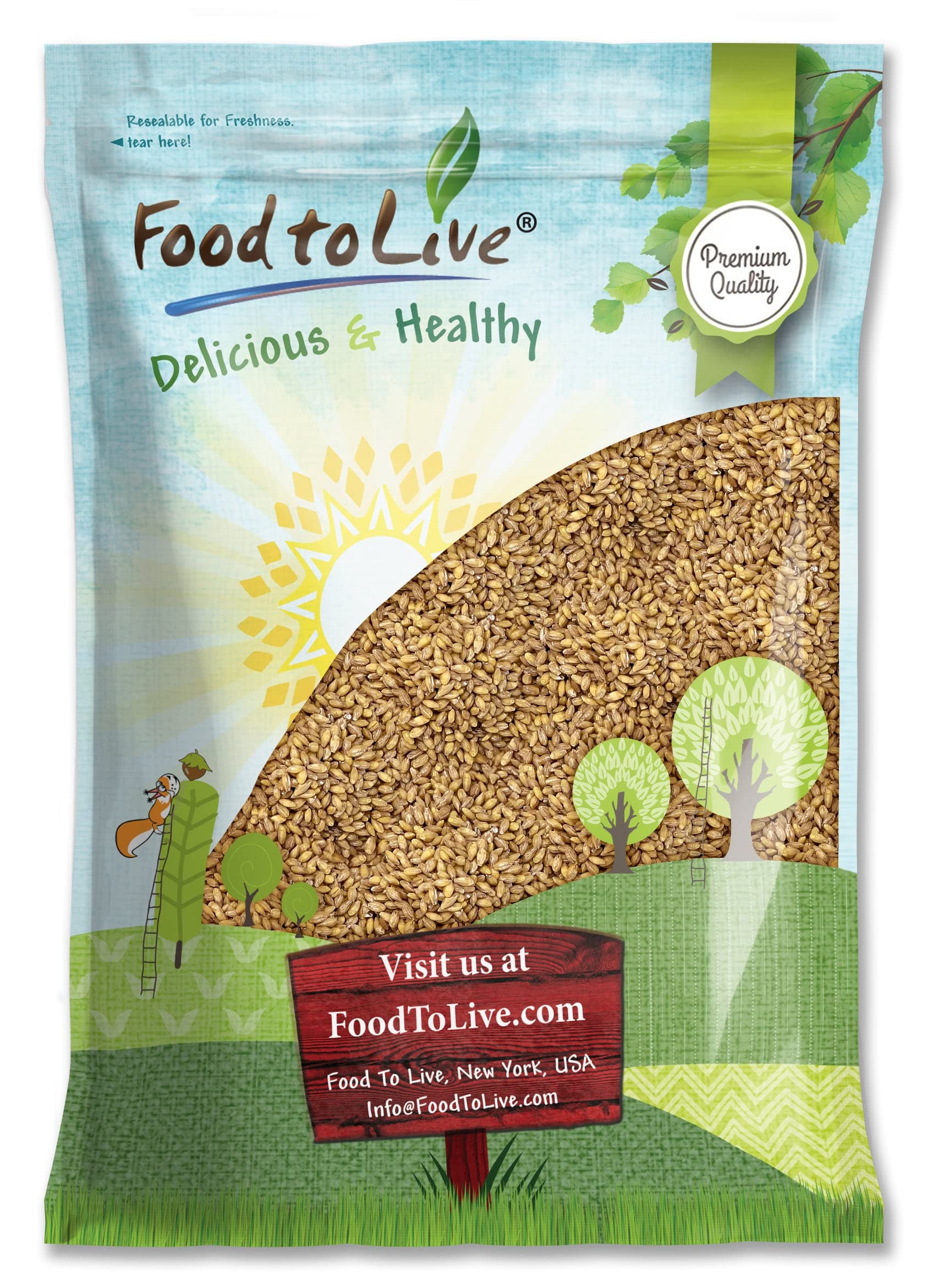 Food to Live Hulled Barley Grain, 100% Whole Grain, Vegan, 10 Pounds