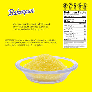 Bakerpan Sugar Sprinkles For Baking - 7 Ounce Lemon Yellow Decorating Sugar Crystals For Cookies, Cake Pops, Ice Cream (Made In