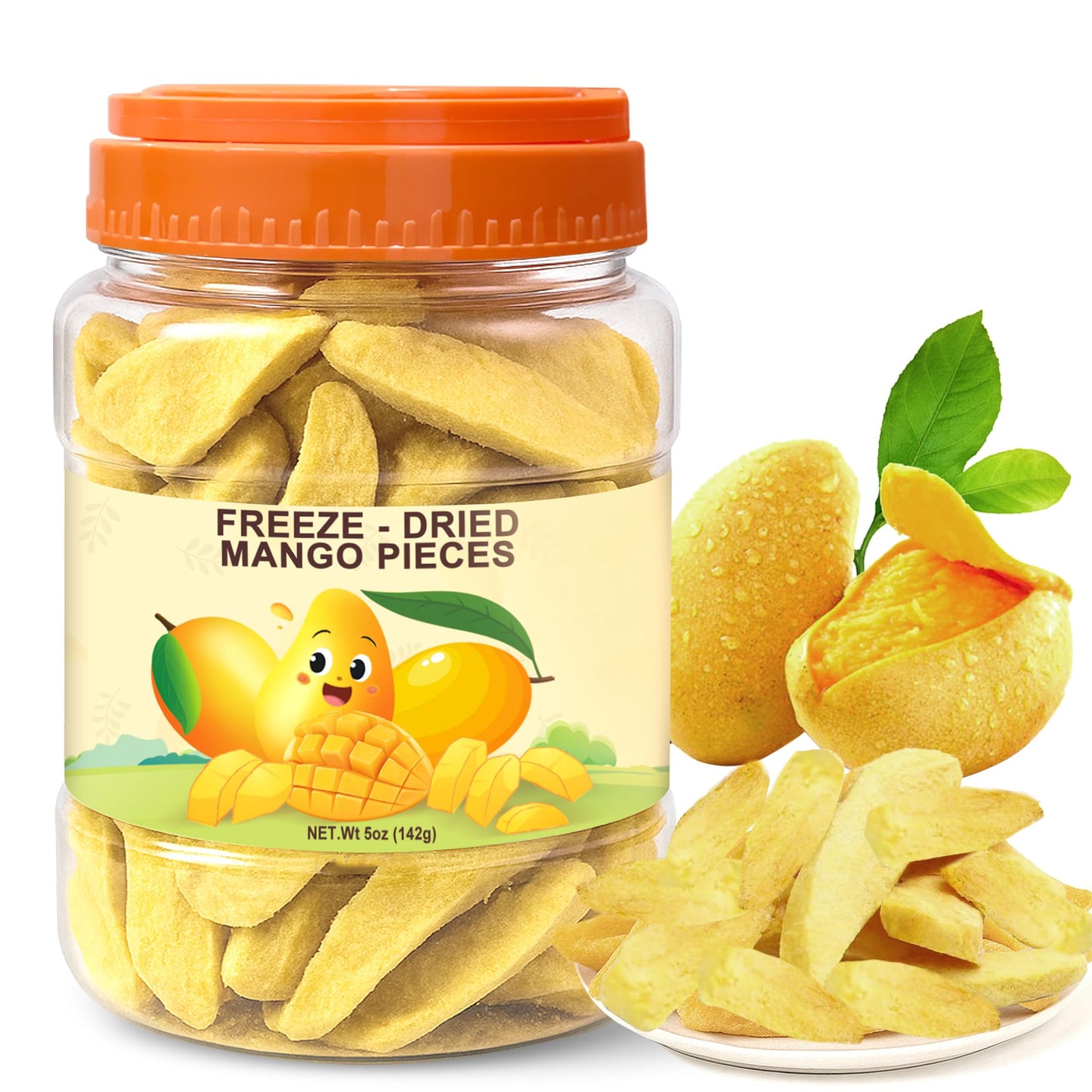 5 Oz Enhanced Freeze-Dried Mango Sliced, Freeze Dried Fruit Mangoes, Crunchy Natural Snack With Low Calories, Fresh Mango-Chips, Fruit Snacks For Kids, Travel, Smoothie, Yogurt, Baked Goods, Holiday Gifts