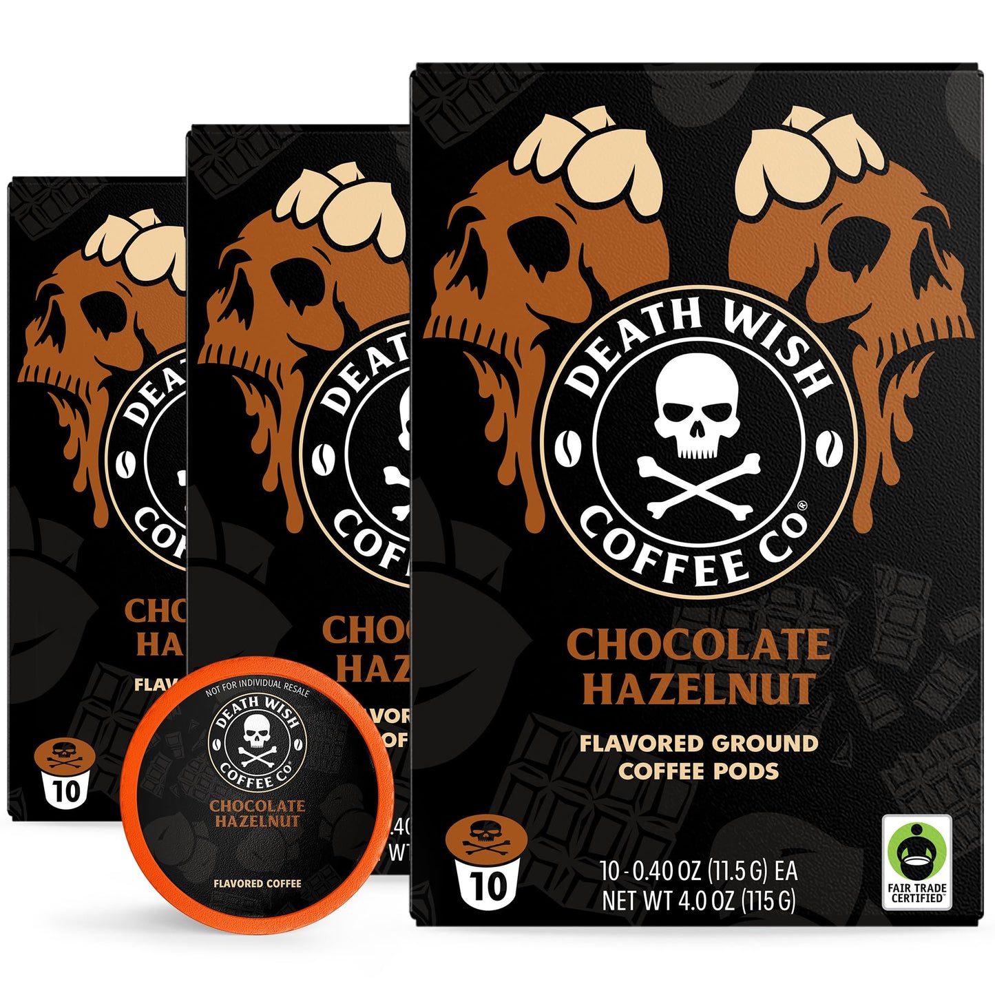 Death Wish Coffee Single Serve Pods - Dark Roast - USDA Organic - 30 Count - Chocolate Hazelnut