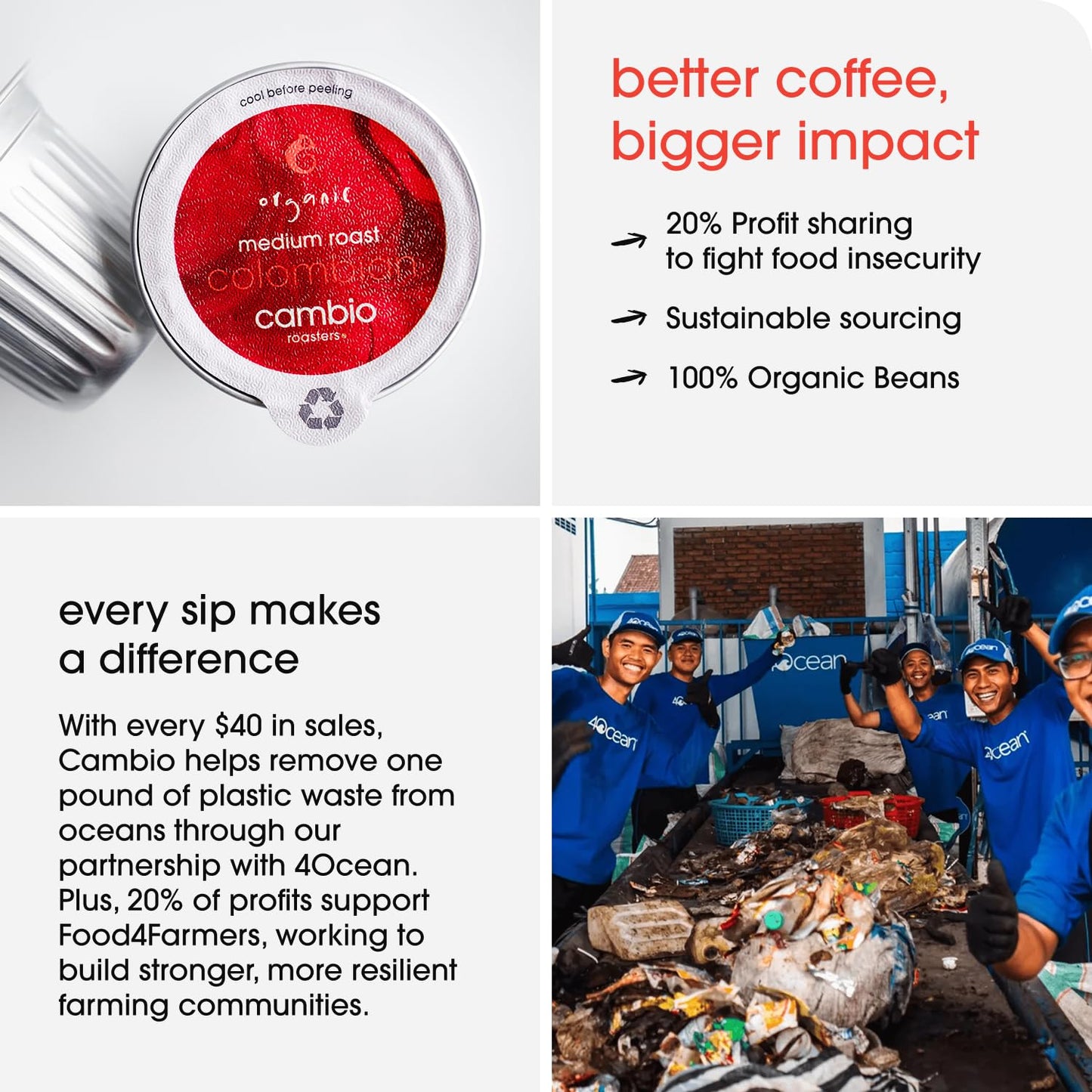 Cambio Roasters Colombian Organic Coffee K Cups for Keurig  Medium Roast Coffee K-Cup  Only Aluminum Keurig K Cups with Organic Beans  More Flavor & Longer Lasting Freshness  Medium Roast  60 count