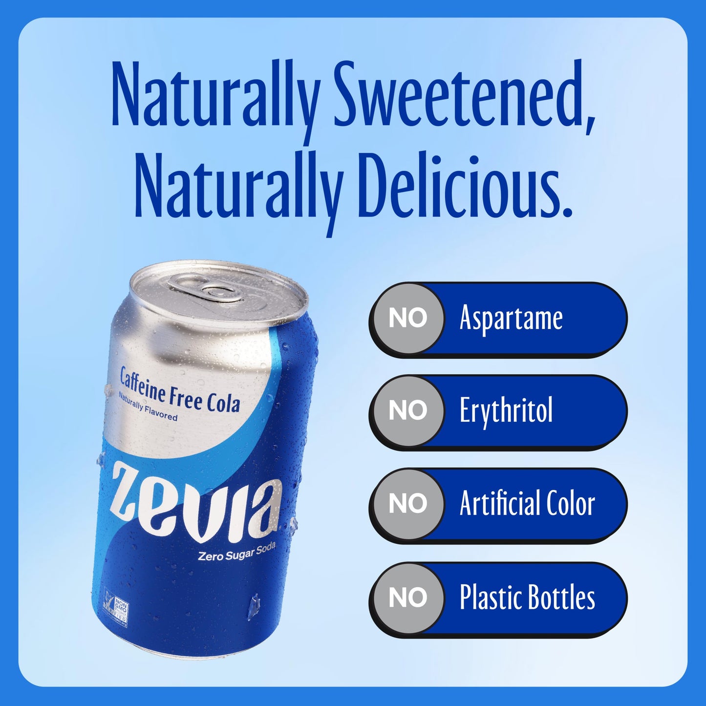 Zevia Zero Sugar Soda, Caffeine Free Cola, 12 oz Cans, 24-Pack, Non-GMO, Gluten-Free, Vegan