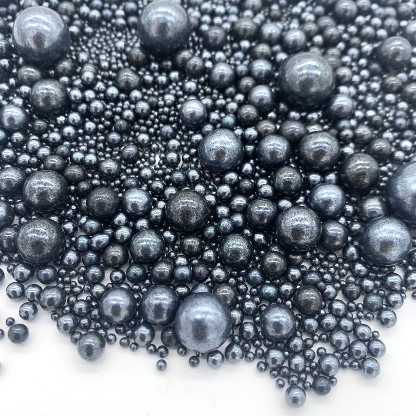 Weraru Edible Black Pearl Sugar Sprinkles Candy Mixing Size Baking Edible Cake Decorations Cupcake Toppers Cookie Decorating Cel