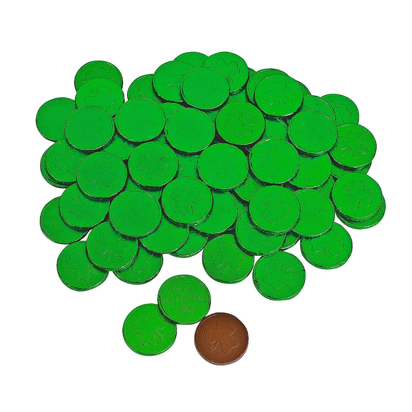 St Patrick'S Day Chocolate Coin Candy, 1 Pound, Approximately 75 Pieces, Green Foil Wrapped Pieces, Perfect For St. Patrick'S Da