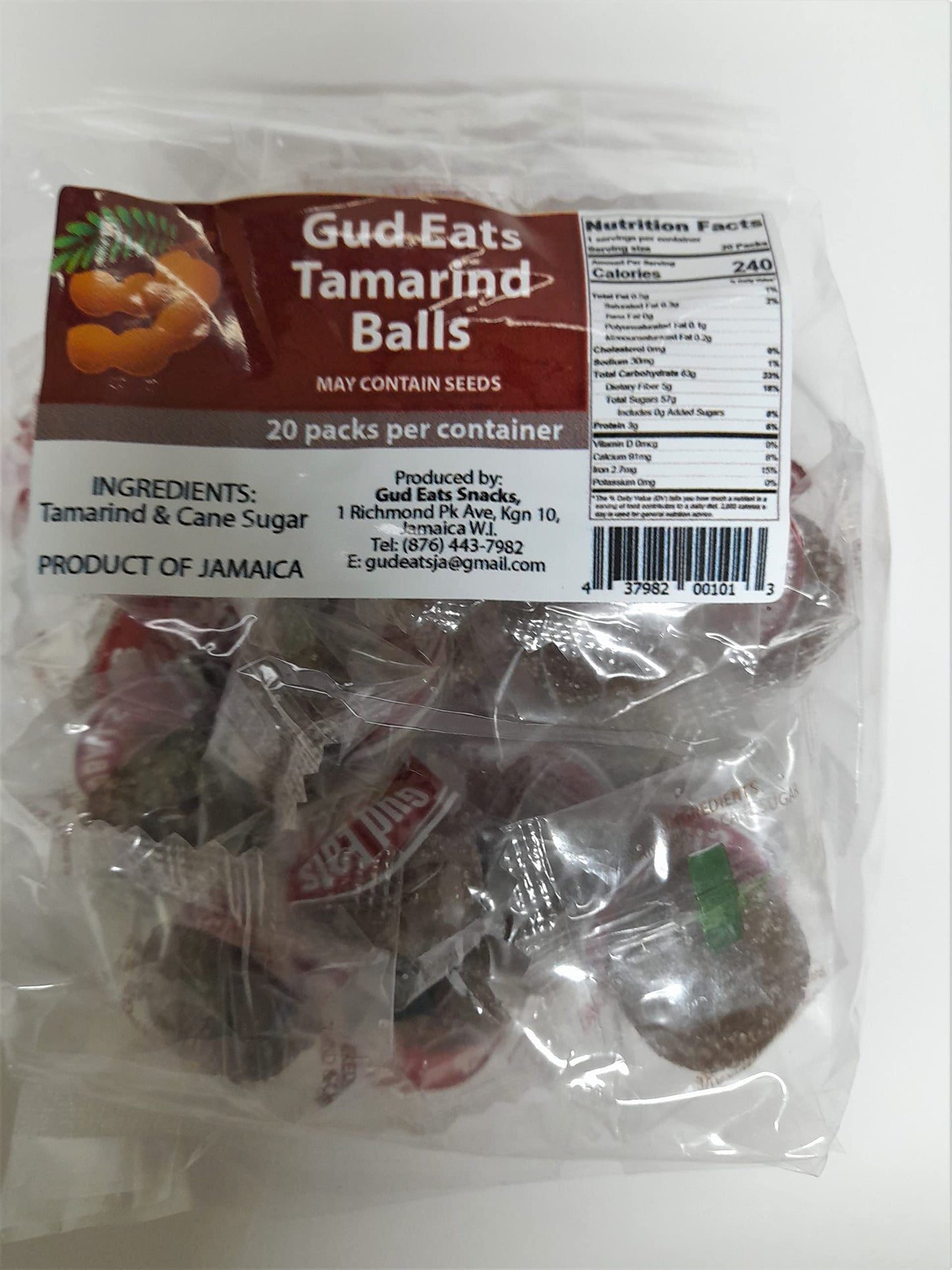 Jamaican Style Tamarind Balls Sweet & Sour Candy 20 Pack (7.5 Oz)