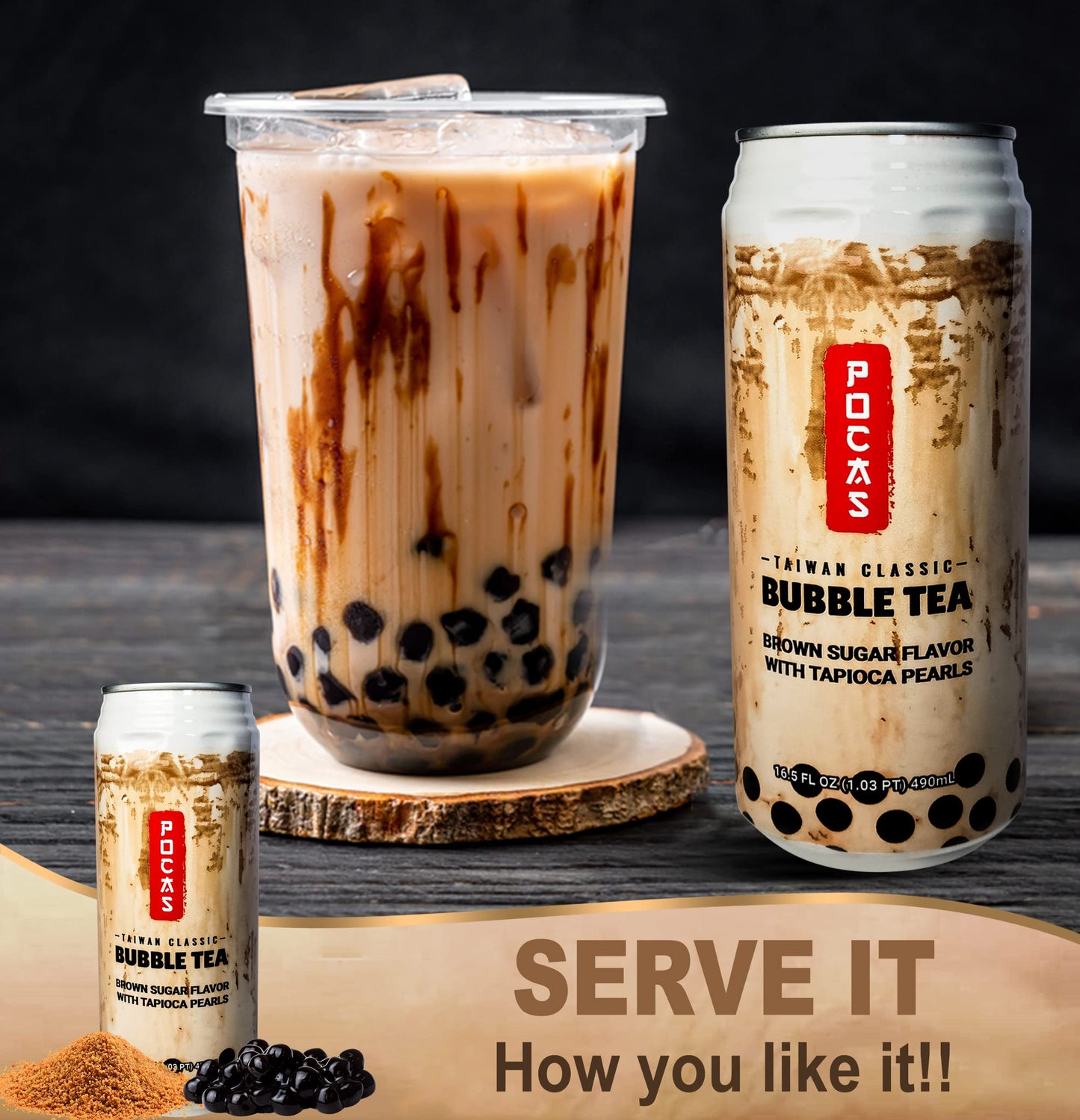 Pocas Bubble Tea, Classic Taiwan Style Milk Tea With Tapioca Pearls. Ready To Serve Boba Tea, World’S Best Tasting Boba Tea.16.5Fl Oz (Variety Pack, 6)