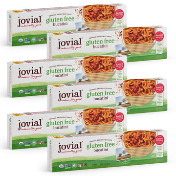 Jovial Organic Brown Rice Bucatini Pasta - Gluten Free Whole Grain Bucatini  Dairy Free  Made With 2 Ingredients  Non Gmo  Artisan Crafted In Italy - 10 Oz (6 Pack)