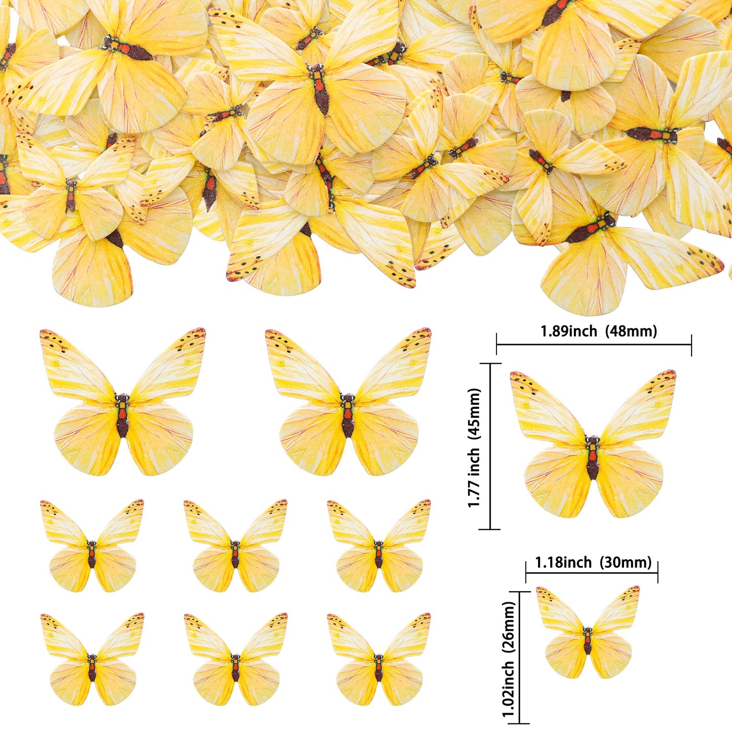 Gyufise 72Pcs Edible Cupcake Toppers - Wafer Paper Butterfly Cupcake Picks For Baby Shower & Kids Birthday Party Cake Supplies -