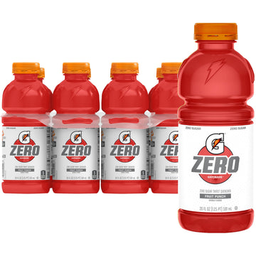 Gatorade Thirst Quencher Zero Sugar Sports Drink, Fruit Punch, 20oz Bottles, 8 Pack, Electrolytes for Rehydration