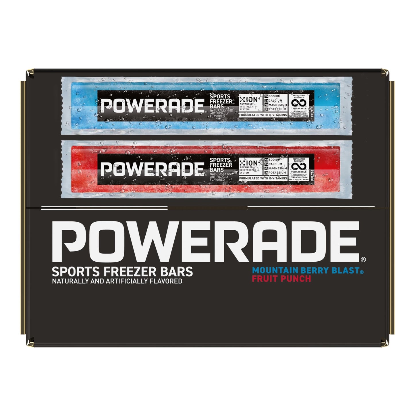 POWERADE Sports Freezer Bars 2 oz  Refreshing Ice Pops with Electrolytes B Vitamins - Naturally Flavored with other Natural Flavors  Mountain Berry Blast and Fruit Punch  96 Total Freezer Bars