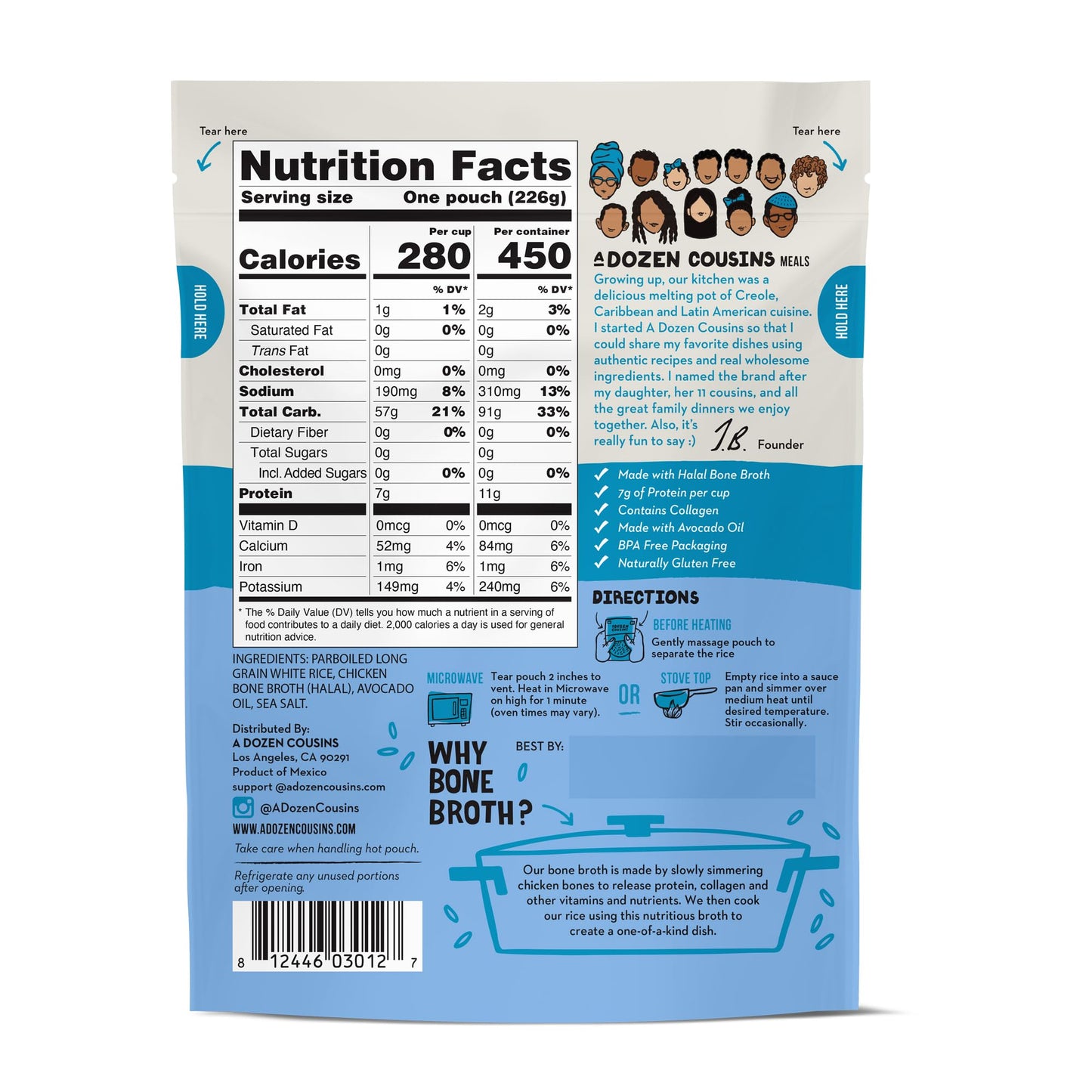 A Dozen Cousins Sea Salt Instant Minute Rice (6 Pack), Microwave Ready to Eat Meals, Parboiled Long Grain White Rice Simmered in