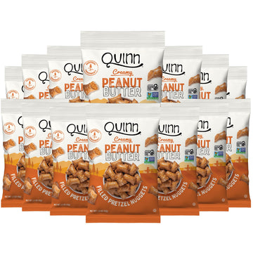 Quinn Creamy Peanut Butter Filled Pretzel Nuggets - Made With Real Ingredients, Whole Grain Sorghum, Sea Salt, Vegan, Gluten Fre