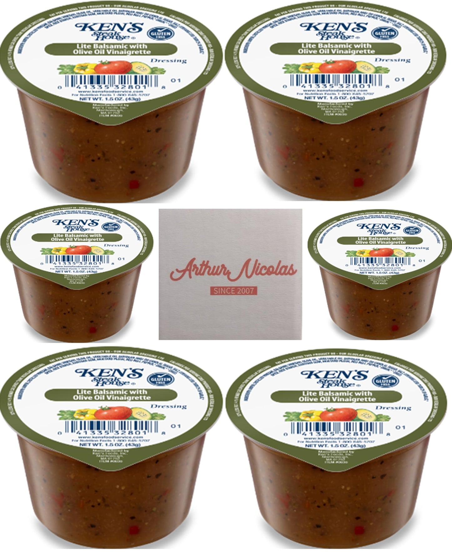 30 Count | Salad Dressing Dipping Sauce Portion Cups | Single Serve Packets (Lite Balsamic With Olive Oil)