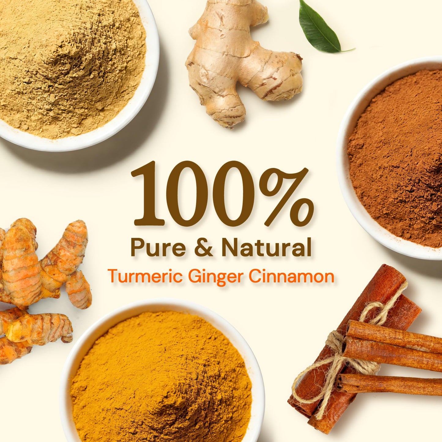 Turmeric Ginger Cinnamon Tea Bags  No Sugar  No Caffeine  120 Count