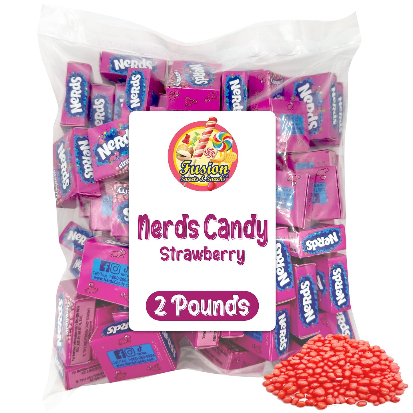 Nerds Mini Boxes Strawberry Hard Candy, Nerds Bulk, Nerds Candy Mini Boxes (2Lbs) - Delicious Individually Wrapped Candy For Hol