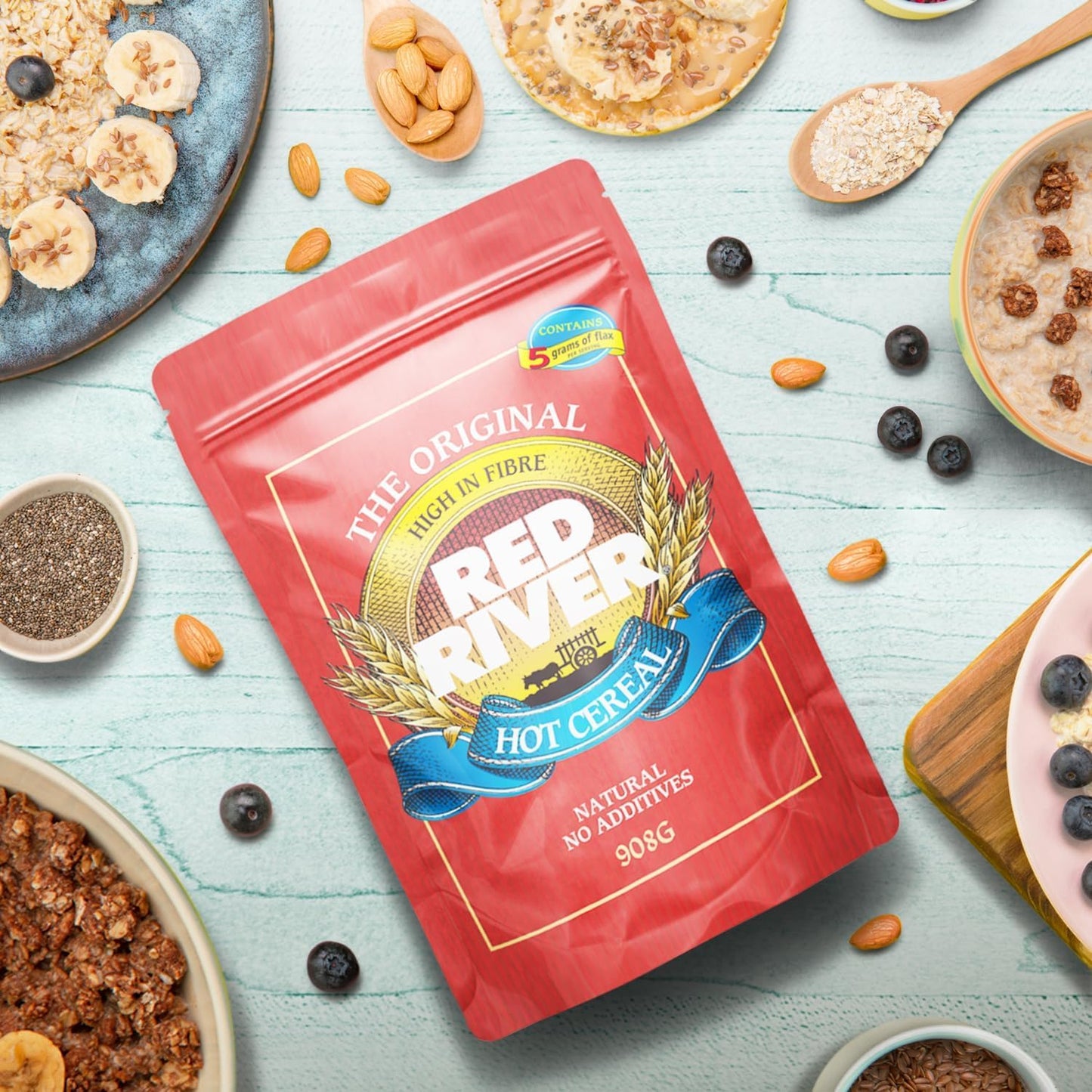 Red River Cereal - Cracked Wheat Hot Cereal (908g /5-Pack) Made in Canada at Arva Flour Mills - All Natural, No-Additives