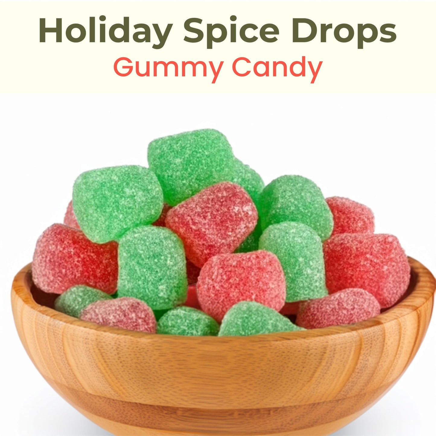 Holiday Spice Drops Gummy Candy, Christmas Gumdrops With Traditional Spices, Soft & Chewy Christmas Candy, Gift Bag,16 Oz