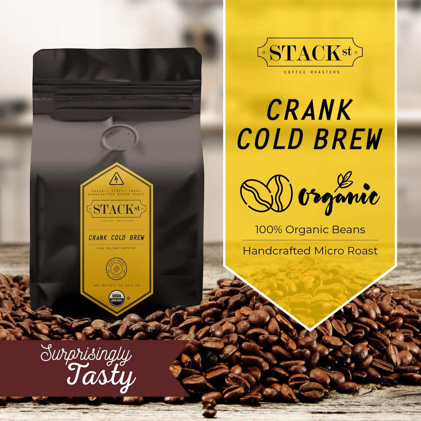Stack Street Organic Cold Brew Coffee, Dark Roast, Coarse Ground, 1 LB