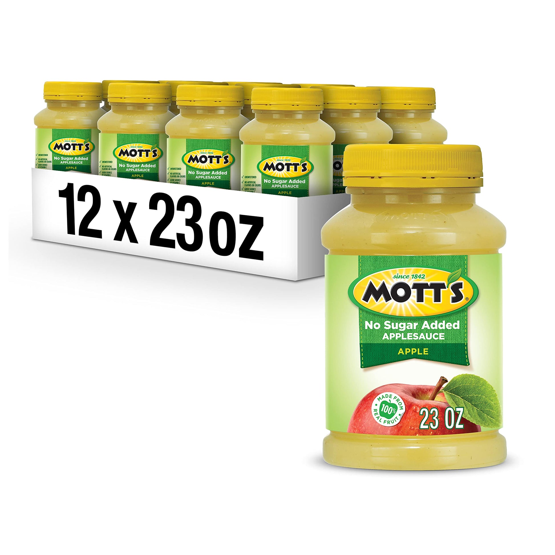 Mott'S No Sugar Added Applesauce, 23 Ounce Jar (Pack Of 12)