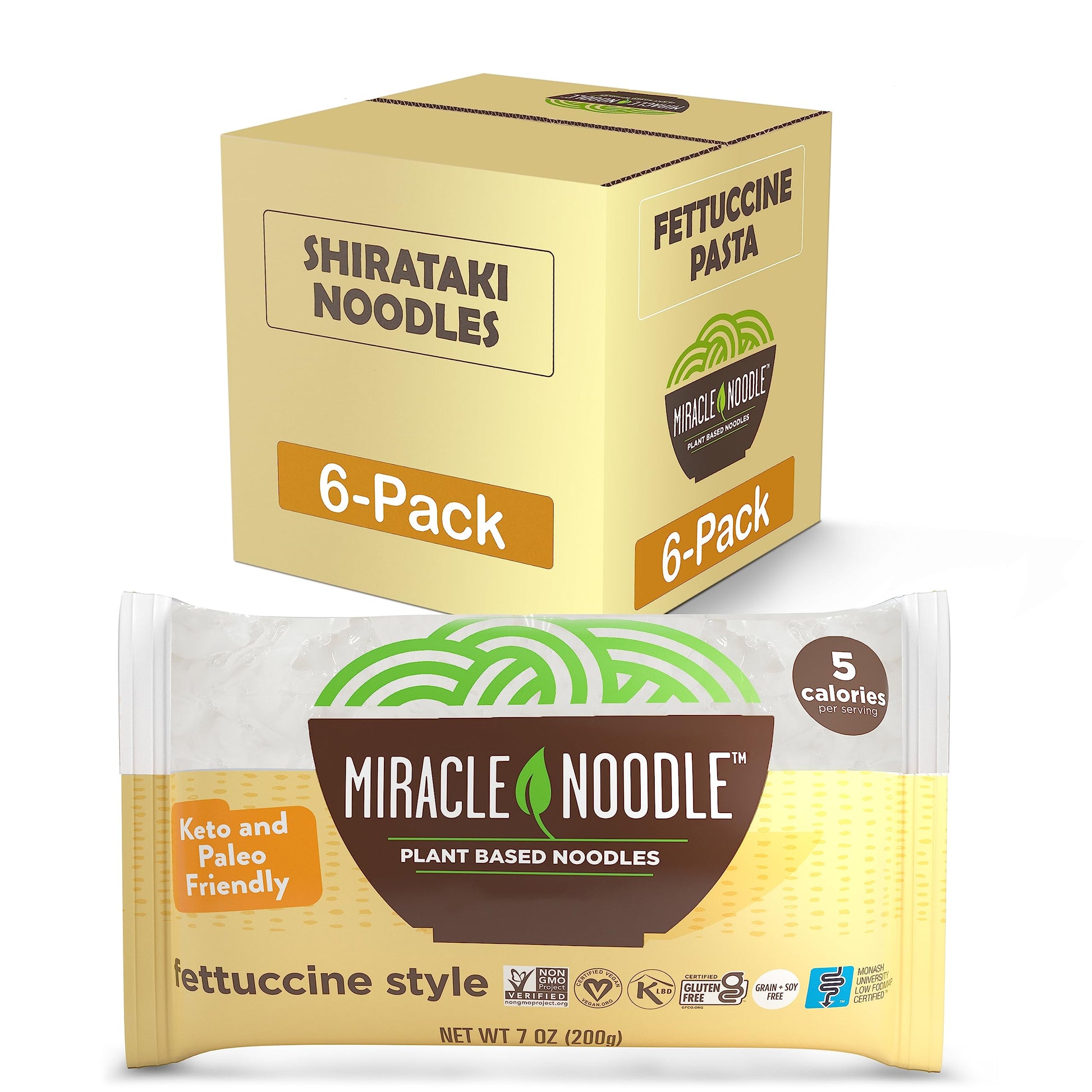 Miracle Noodle Shirataki Fettuccini, Gluten Free, Zero Carb, 7 Ounce (Pack of 6)