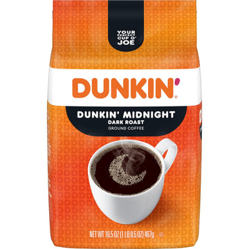 Dunkin Midnight Dark Roast Ground Coffee, 16.5 Ounce