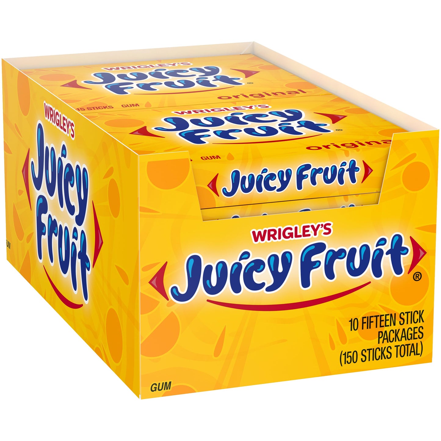 Juicy Fruit Gum Original Bubble Chewing Gum, 15 pieces (10 Pack)
