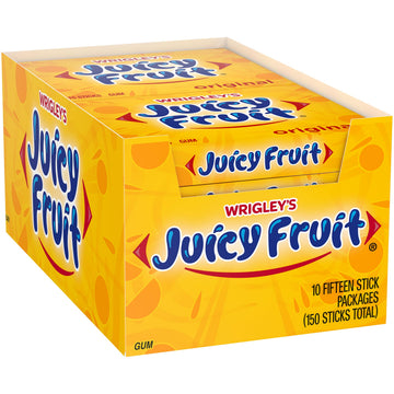 Juicy Fruit Gum Original Bubble Chewing Gum, 15 pieces (10 Pack)