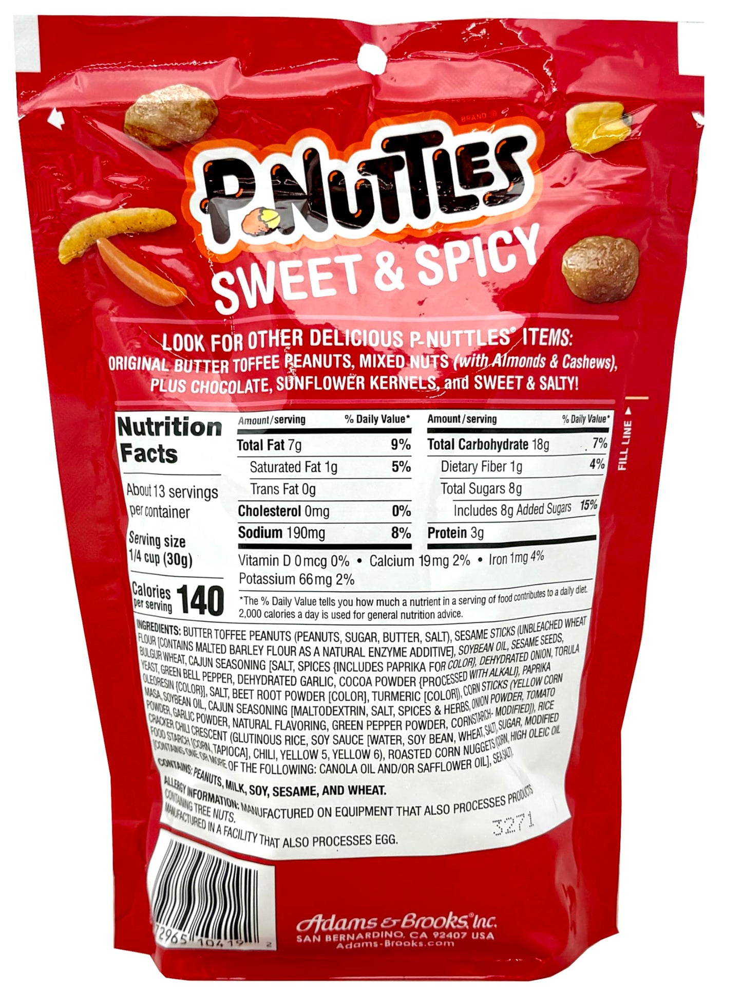 P-nuttles Sweet & Spicy Butter Toffee Peanuts Resealable Bag - Made in the USA, Kosher, Butter Toffee Peanut Snack Mix (14 Ounce