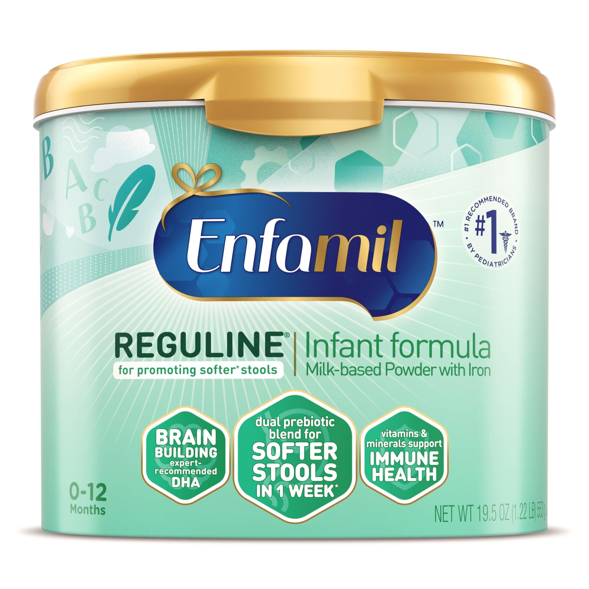 Enfamil Reguline Baby Formula, Milk-Based Infant Nutrition, Dual Prebiotics For Soft, Comfortable Stools Within 1 Week Of Use, O