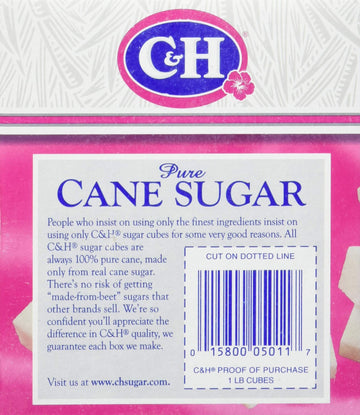 C&H, Sugar Cubes, 126 Count, 16oz Box (Pack of 4)